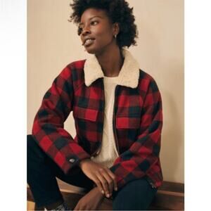 NWT New Faherty Legend High Pile Fleece Collar Crop Jacket Size S